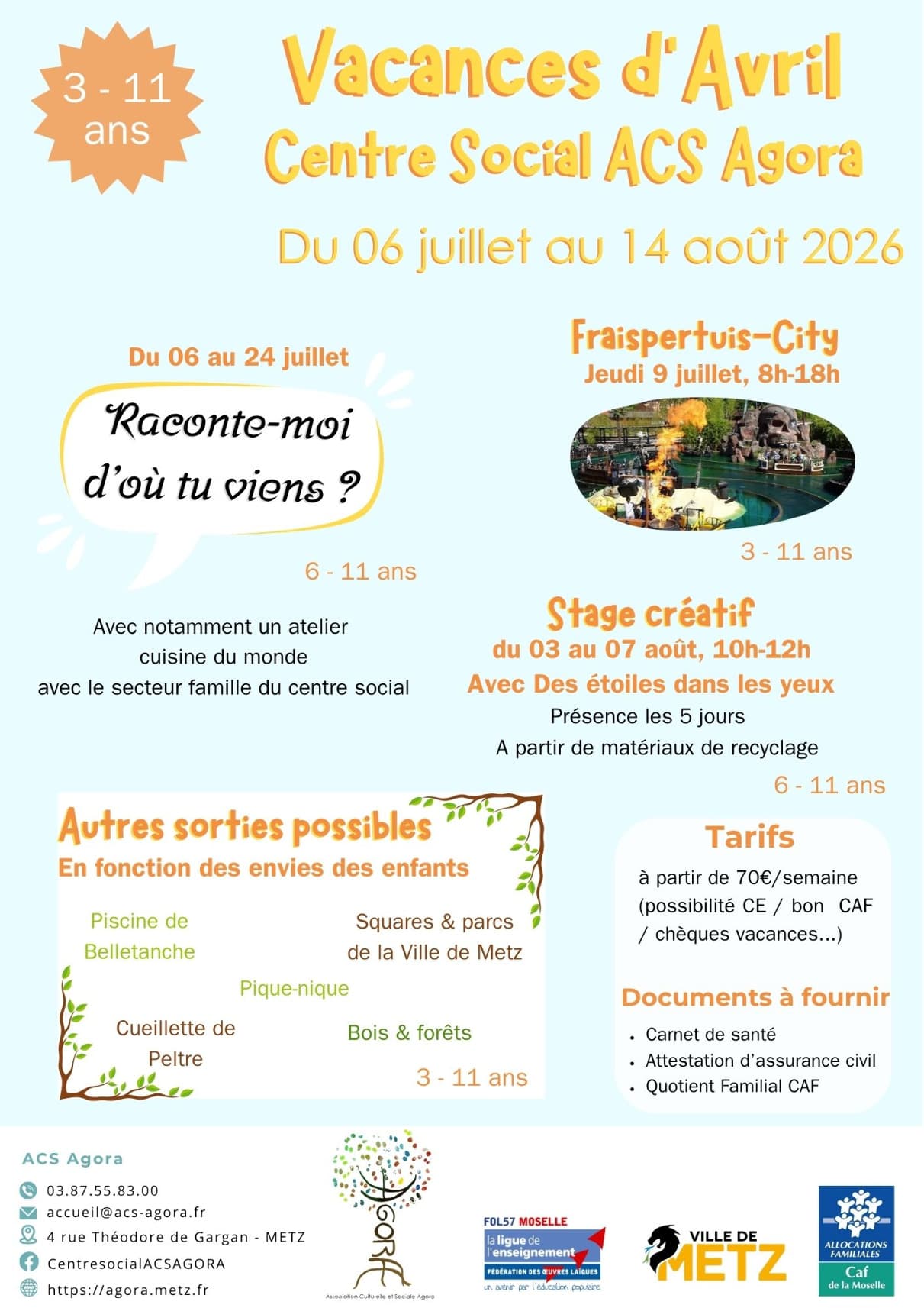 Centres de loisirs d'été à l'Agora